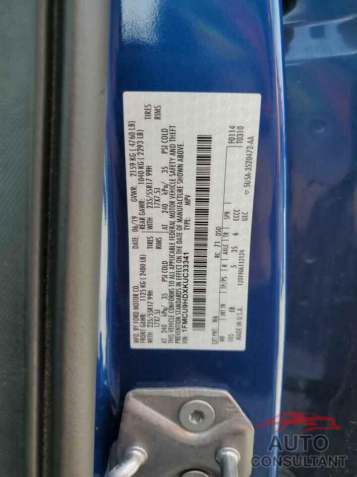 FORD ESCAPE 2019 - 1FMCU9HDXKUC33341