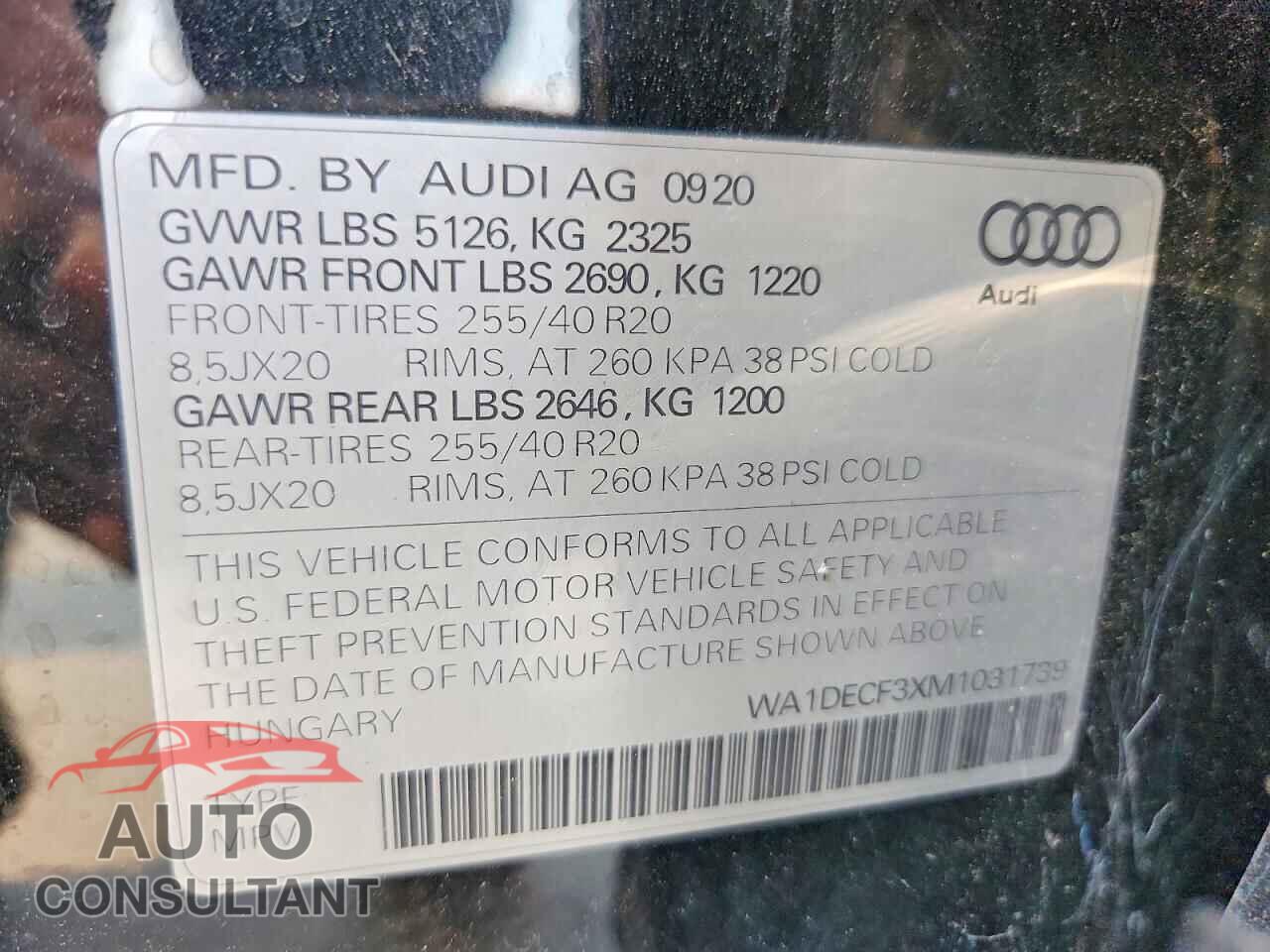 AUDI Q3 2021 - WA1DECF3XM1031739