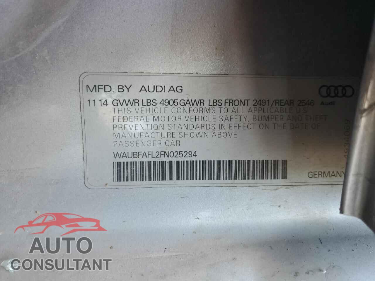 AUDI A4 2015 - WAUBFAFL2FN025294