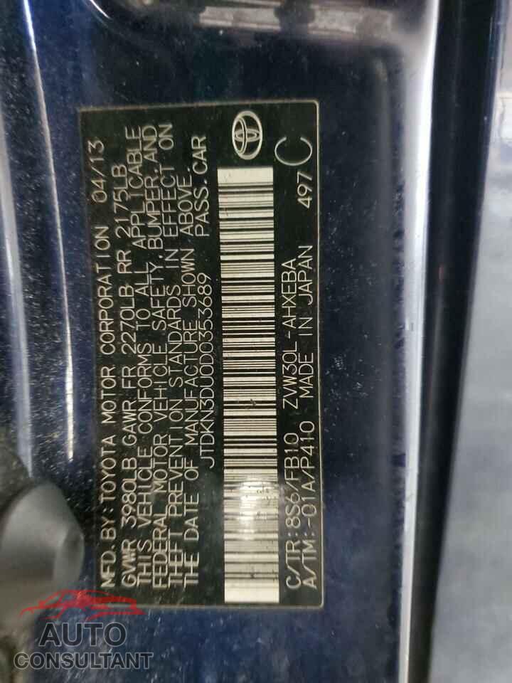TOYOTA PRIUS 2013 - JTDKN3DU0D0353689