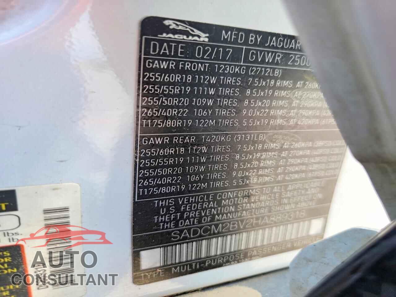 JAGUAR F-PACE 2017 - SADCM2BV2HA889318