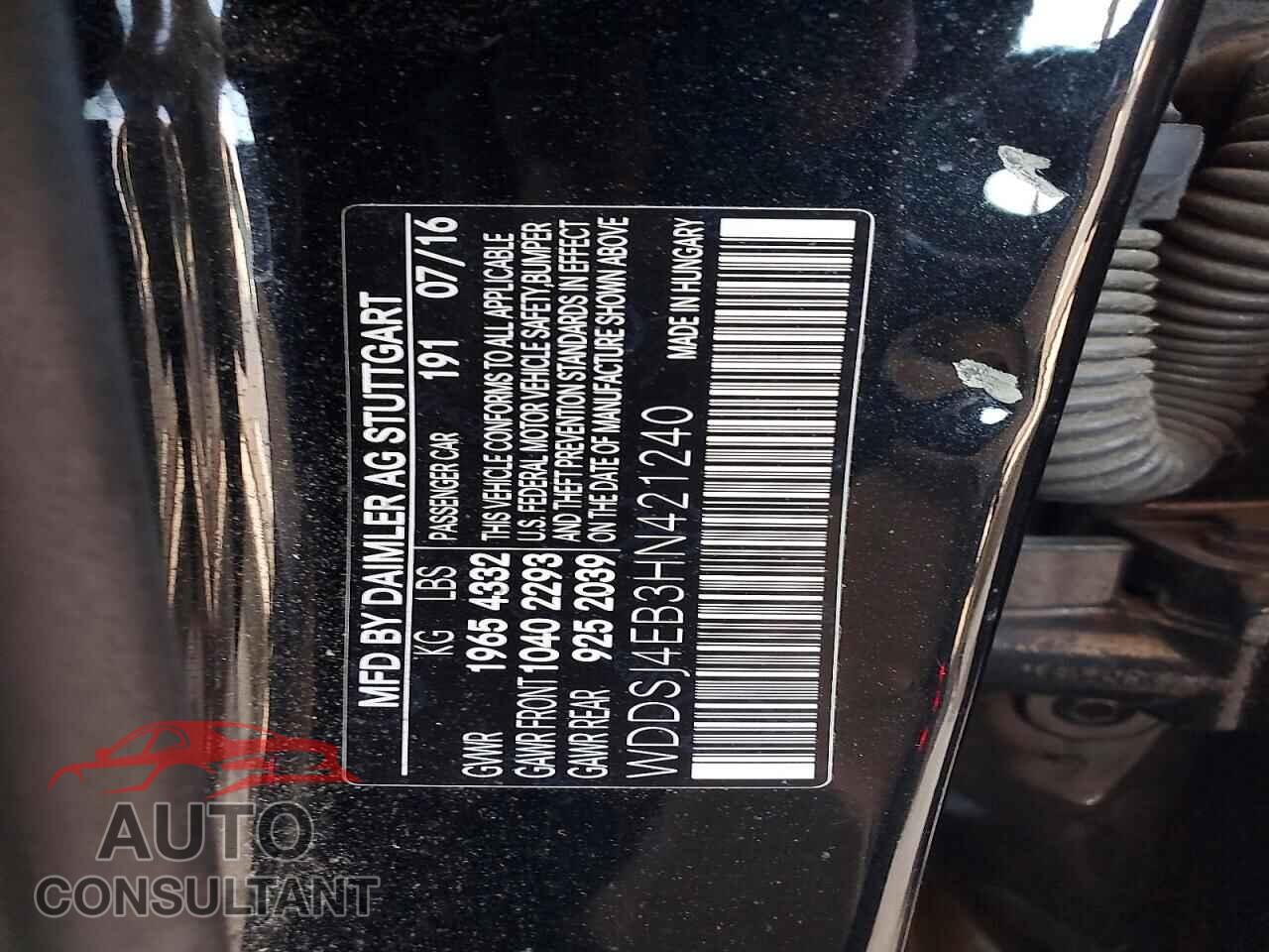 MERCEDES-BENZ CLA-CLASS 2017 - WDDSJ4EB3HN421240