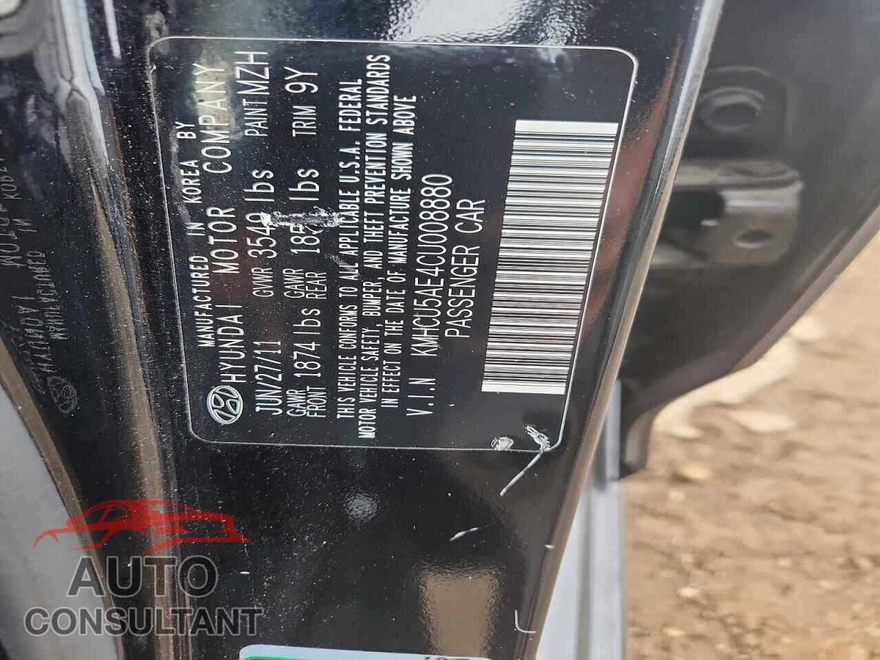 HYUNDAI ACCENT 2012 - KMHCU5AE4CU008880