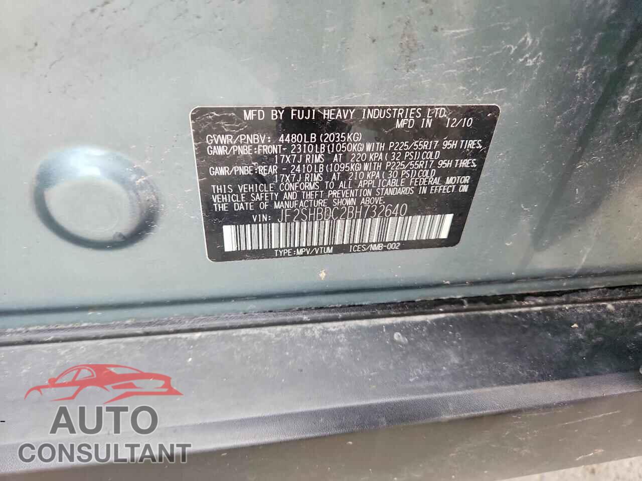 SUBARU FORESTER 2011 - JF2SHBDC2BH732640