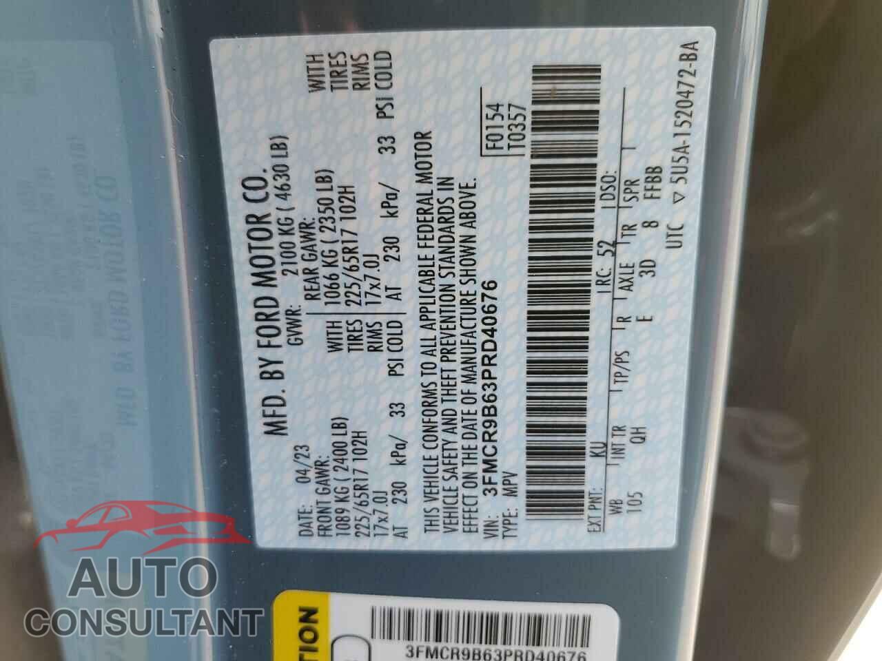 FORD BRONCO 2023 - 3FMCR9B63PRD40676