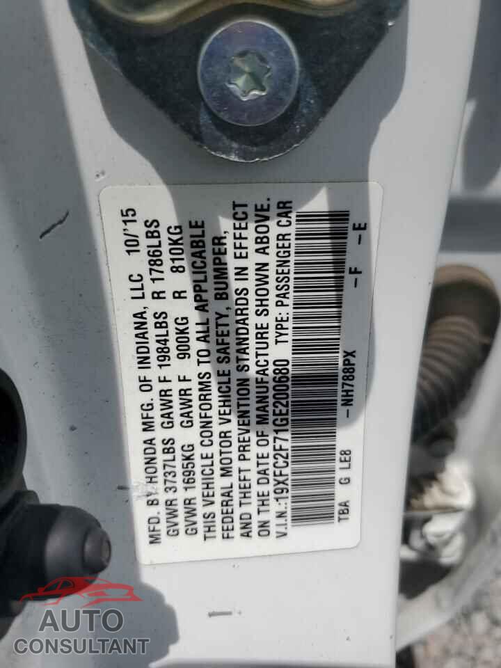 HONDA CIVIC 2016 - 19XFC2F71GE200680
