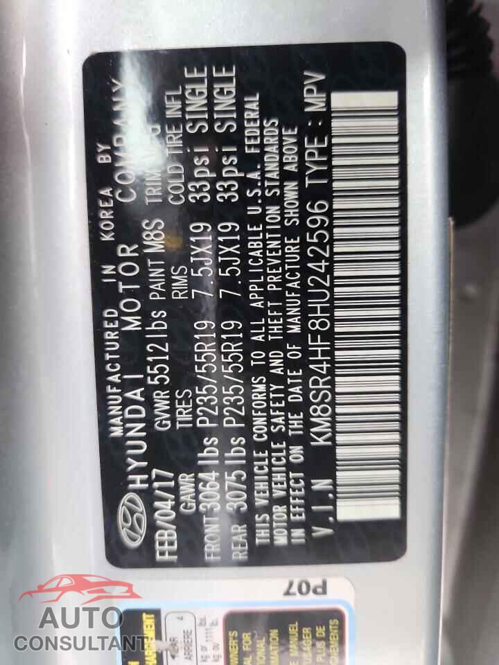 HYUNDAI SANTA FE 2017 - KM8SR4HF8HU242596
