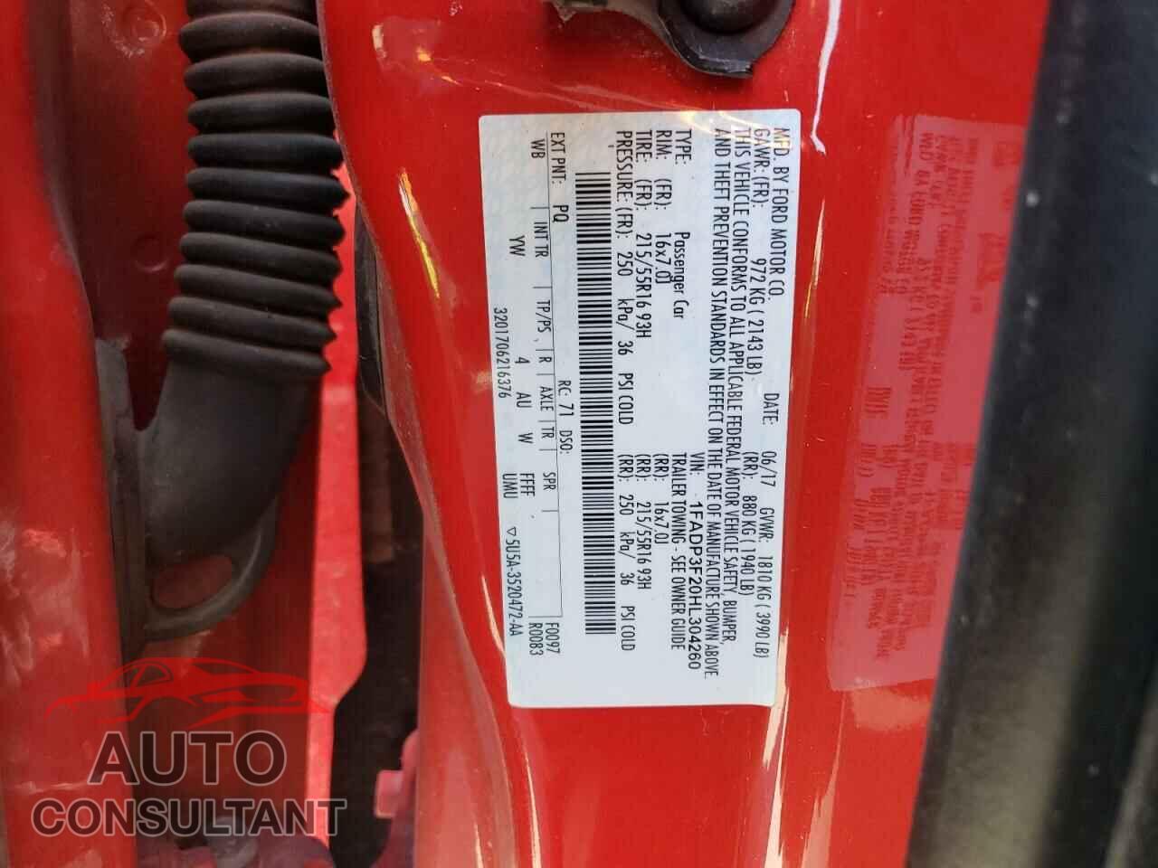 FORD FOCUS 2017 - 1FADP3F20HL304260