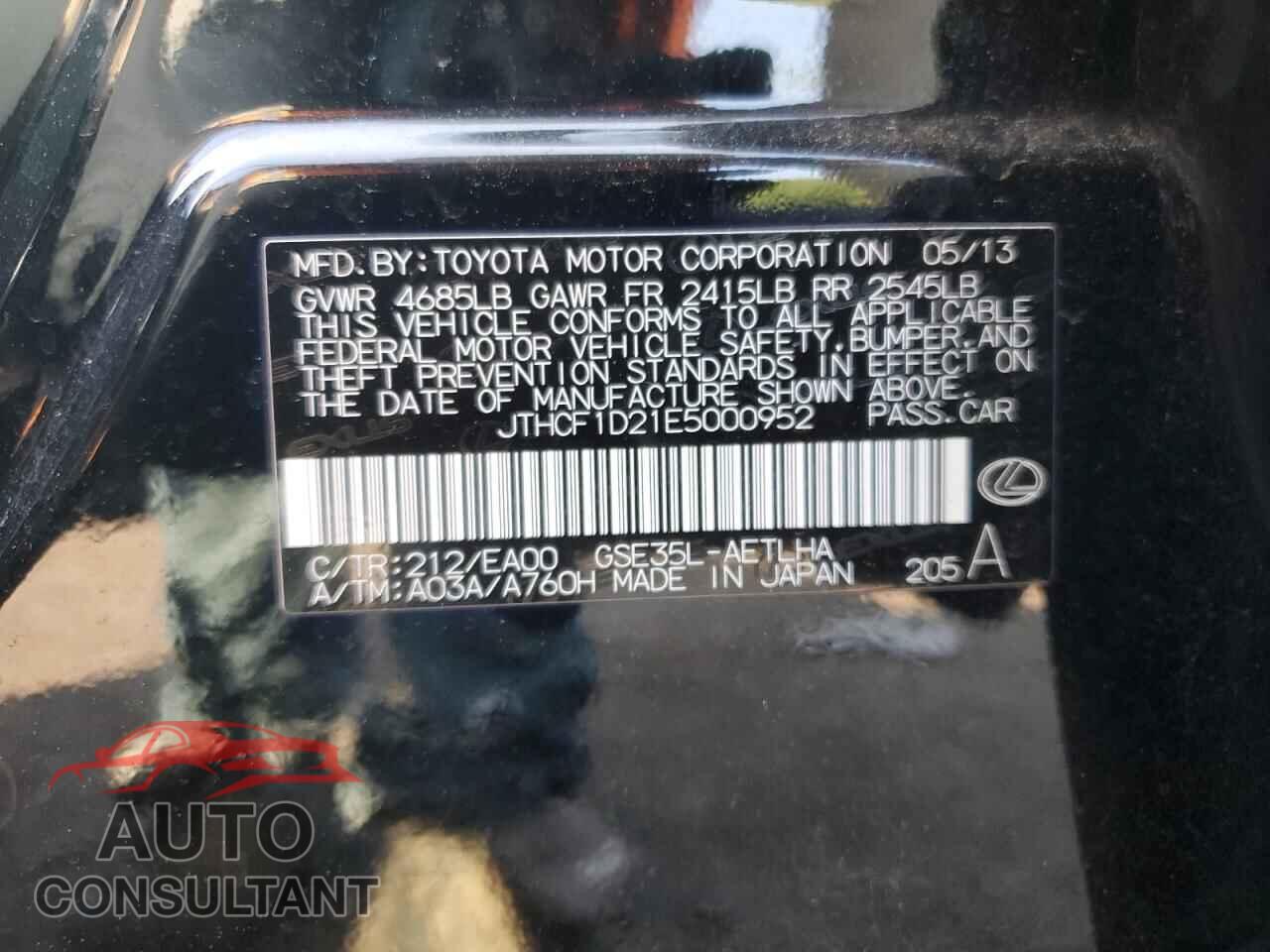 LEXUS IS 2014 - JTHCF1D21E5000952