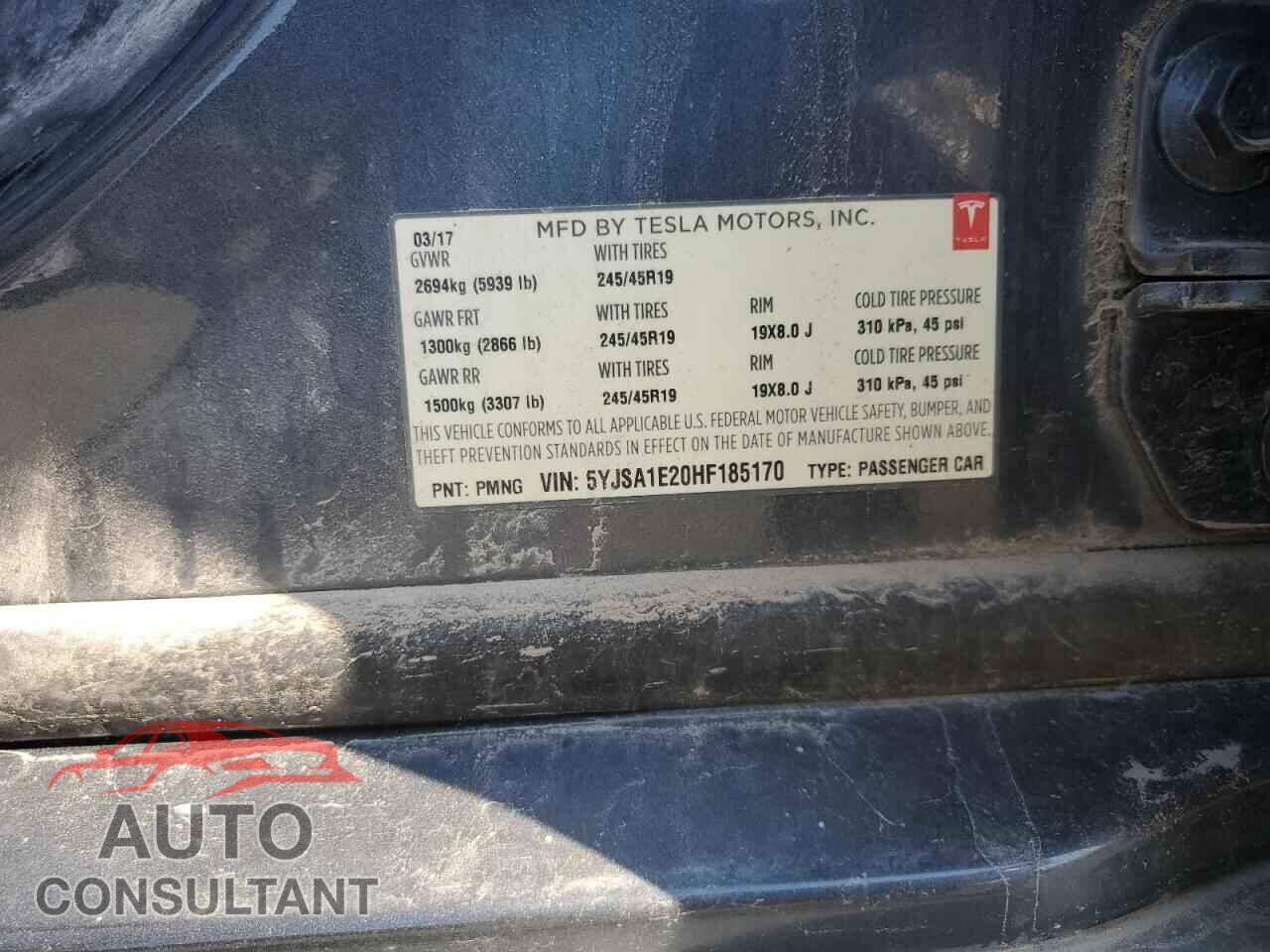 TESLA MODEL S 2017 - 5YJSA1E20HF185170