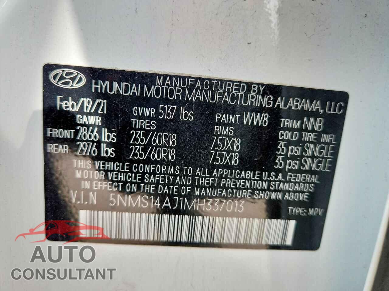 HYUNDAI SANTA FE 2021 - 5NMS14AJ1MH337013