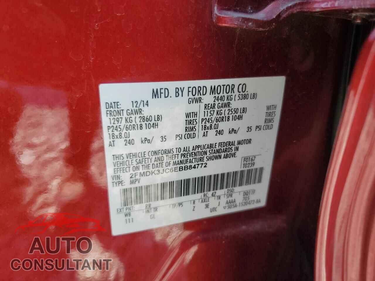 FORD EDGE 2014 - 2FMDK3JC6EBB84772