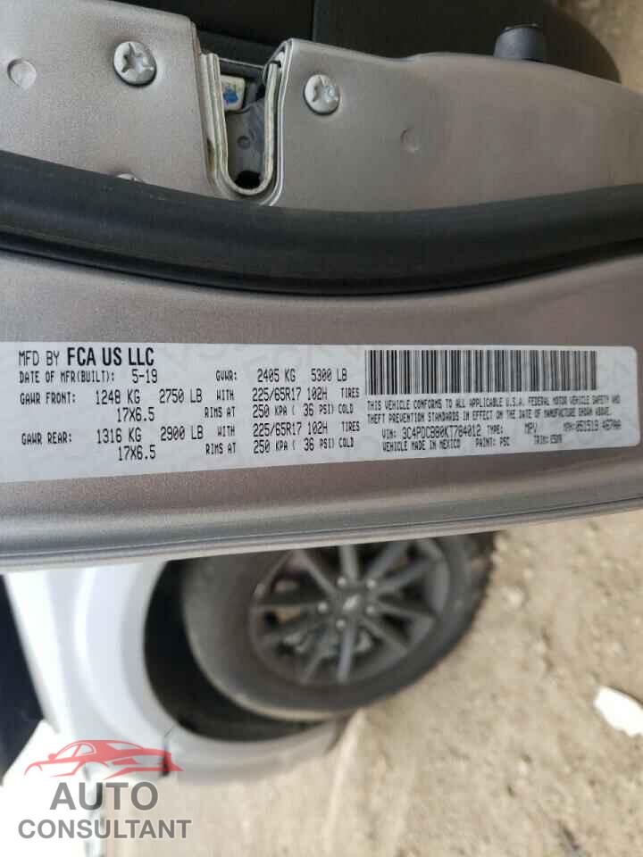 DODGE JOURNEY 2019 - 3C4PDCBB0KT784012