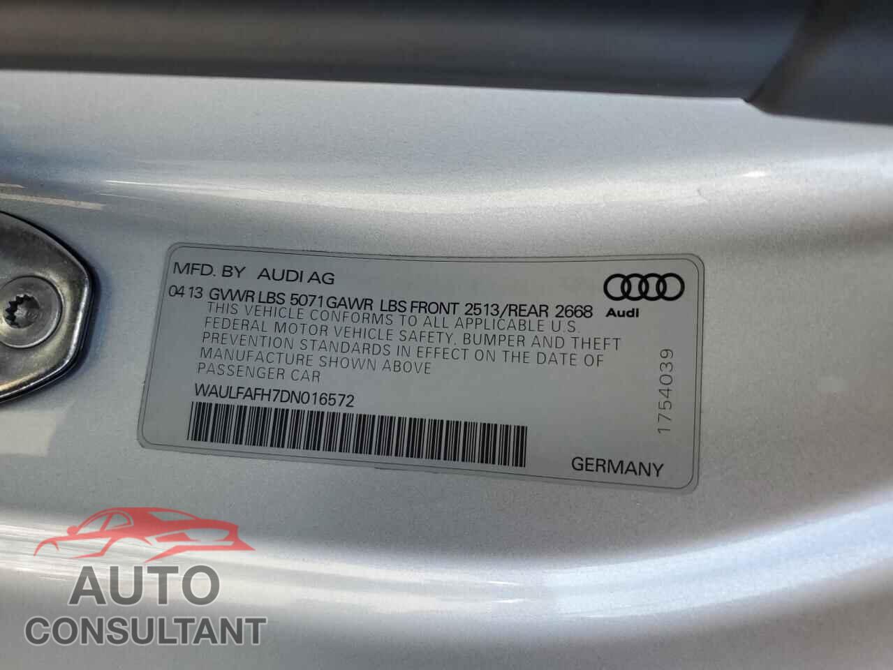 AUDI A5 2013 - WAULFAFH7DN016572