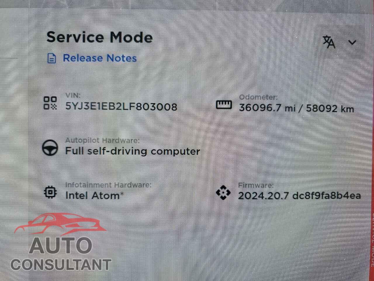 TESLA MODEL 3 2020 - 5YJ3E1EB2LF803008