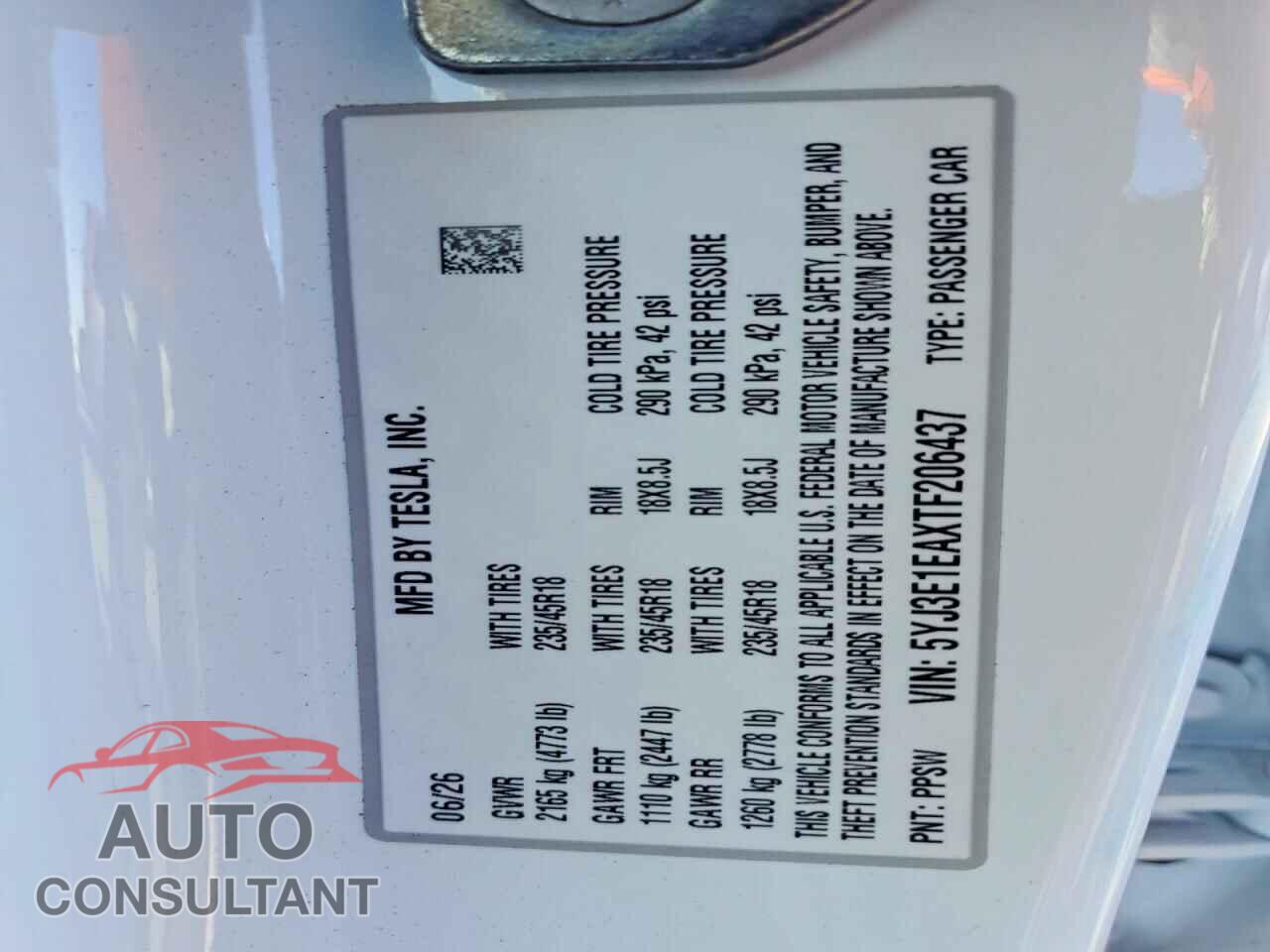 TESLA MODEL 3 2026 - 5YJ3E1EAXTF206437