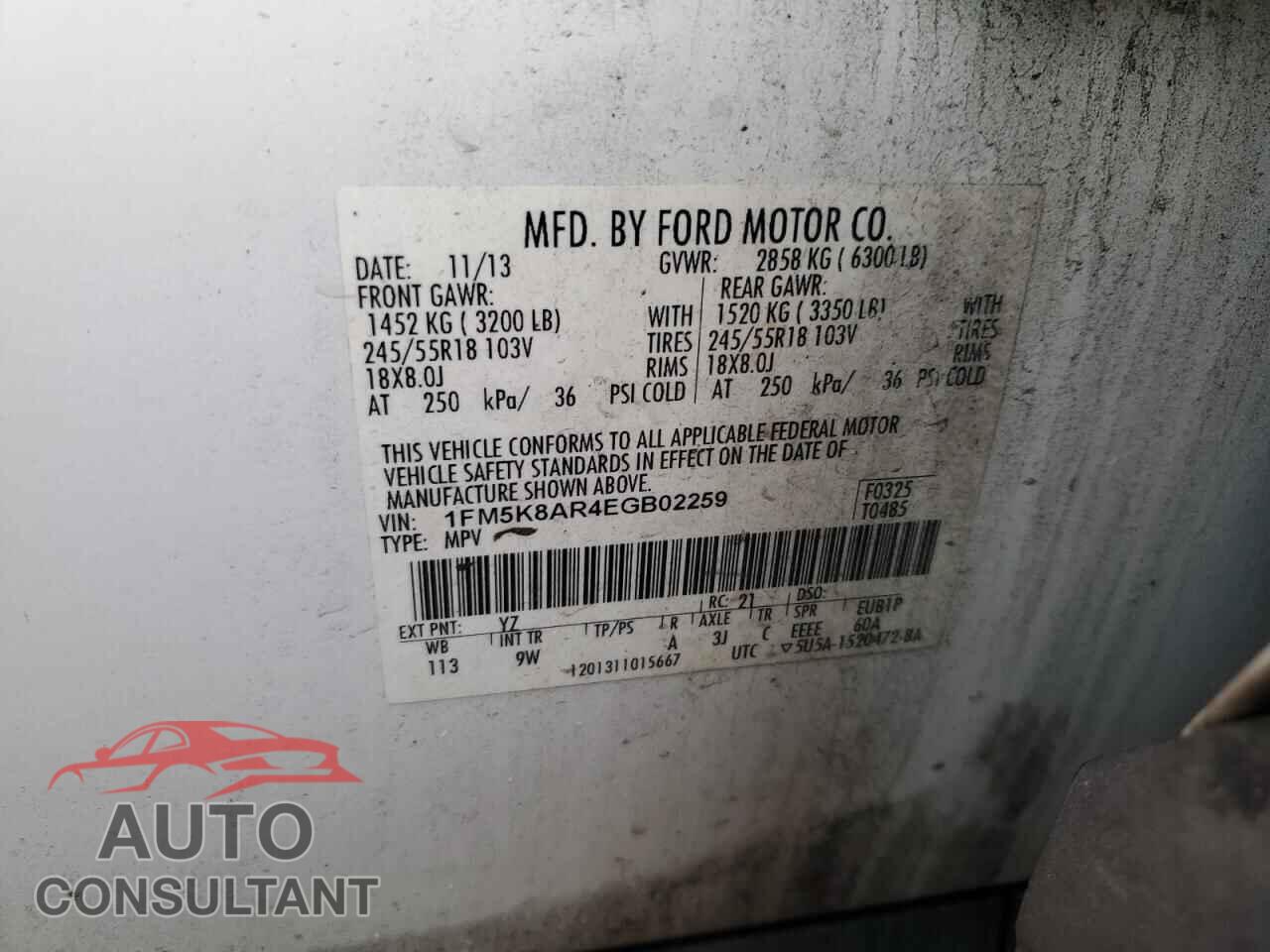 FORD EXPLORER 2014 - 1FM5K8AR4EGB02259