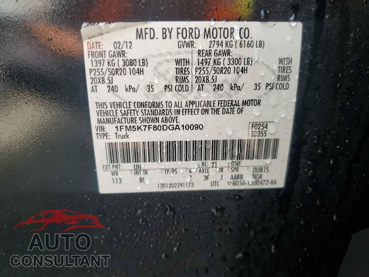 FORD EXPLORER 2013 - 1FM5K7F80DGA10090