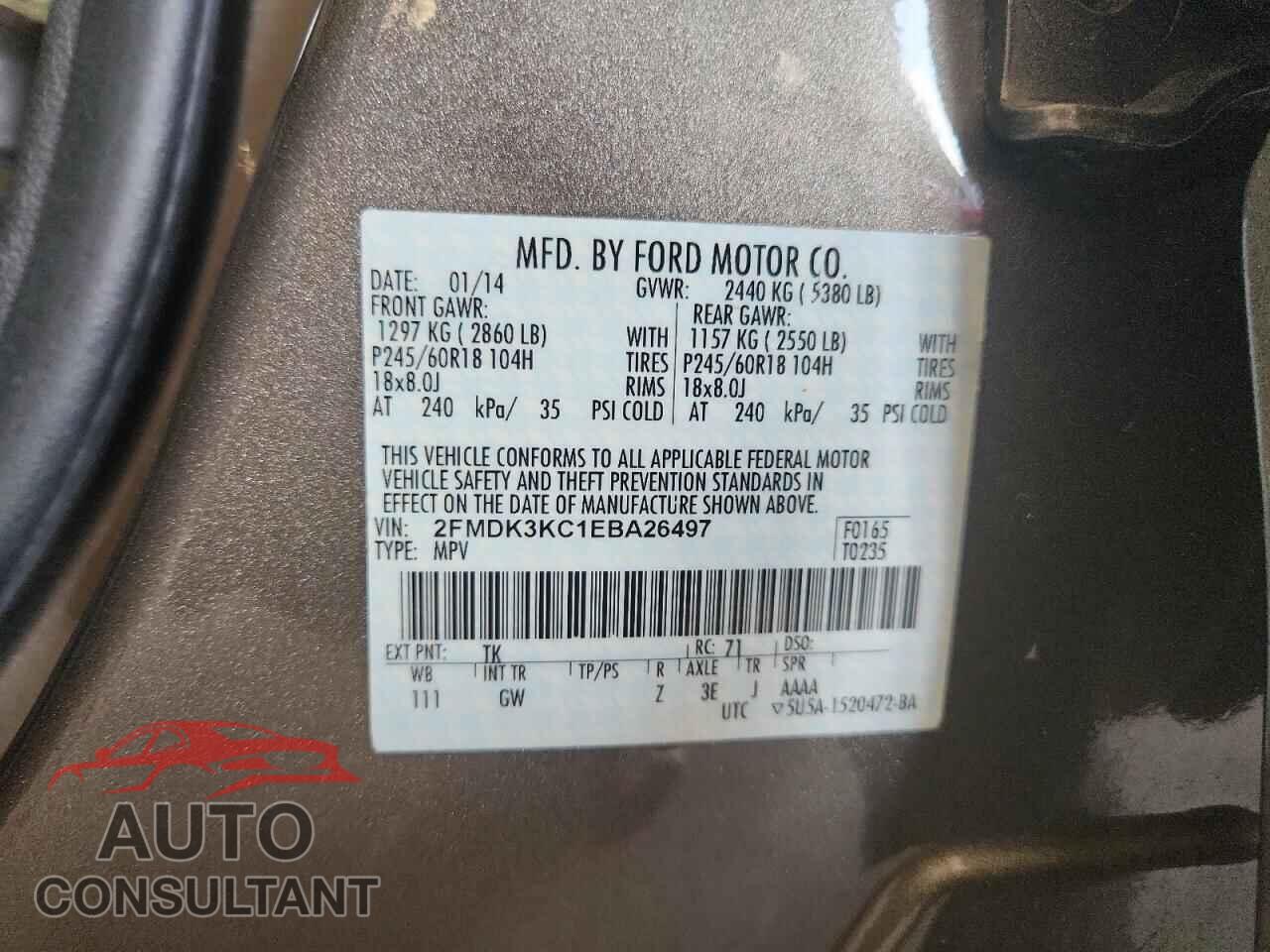 FORD EDGE 2014 - 2FMDK3KC1EBA26497