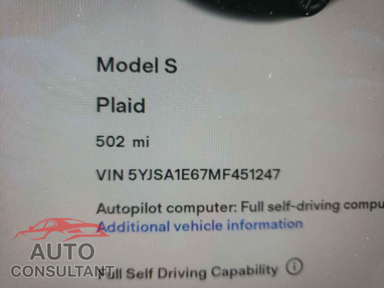 TESLA MODEL S 2021 - 5YJSA1E67MF451247