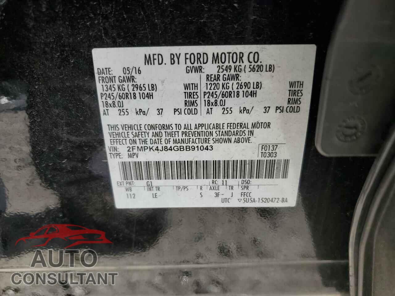 FORD EDGE 2016 - 2FMPK4J84GBB91043