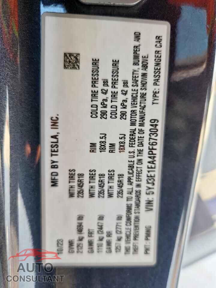 TESLA MODEL 3 2023 - 5YJ3E1EA4PF673049