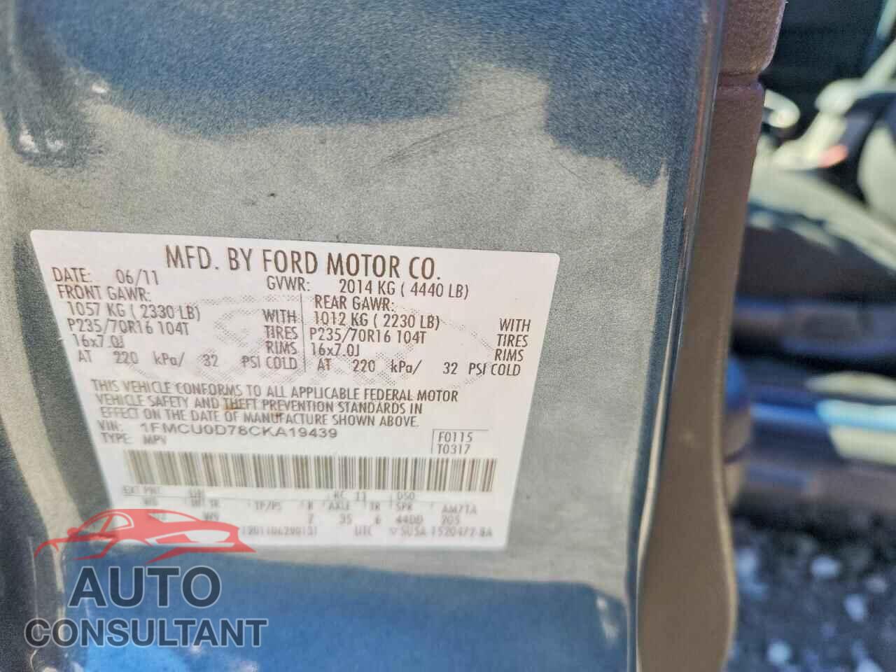 FORD ESCAPE 2012 - 1FMCU0D78CKA19439