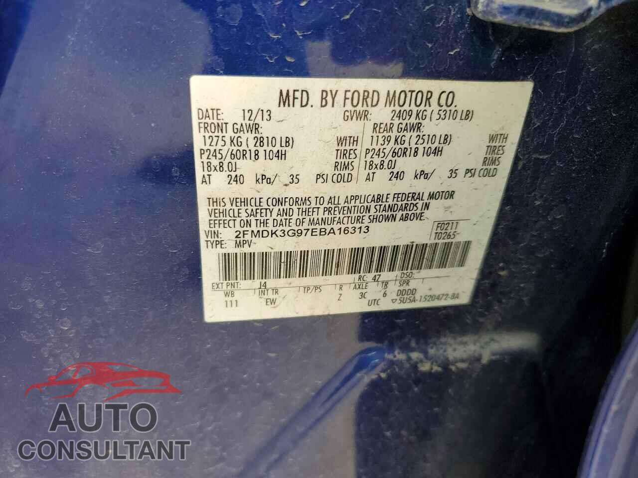 FORD EDGE 2014 - 2FMDK3G97EBA16313