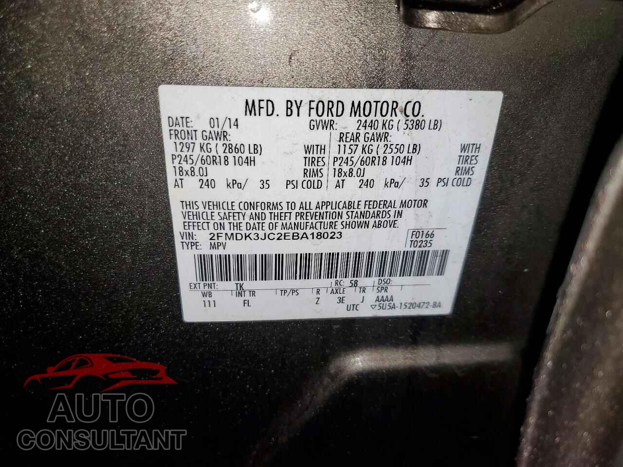 FORD EDGE 2014 - 2FMDK3JC2EBA18023