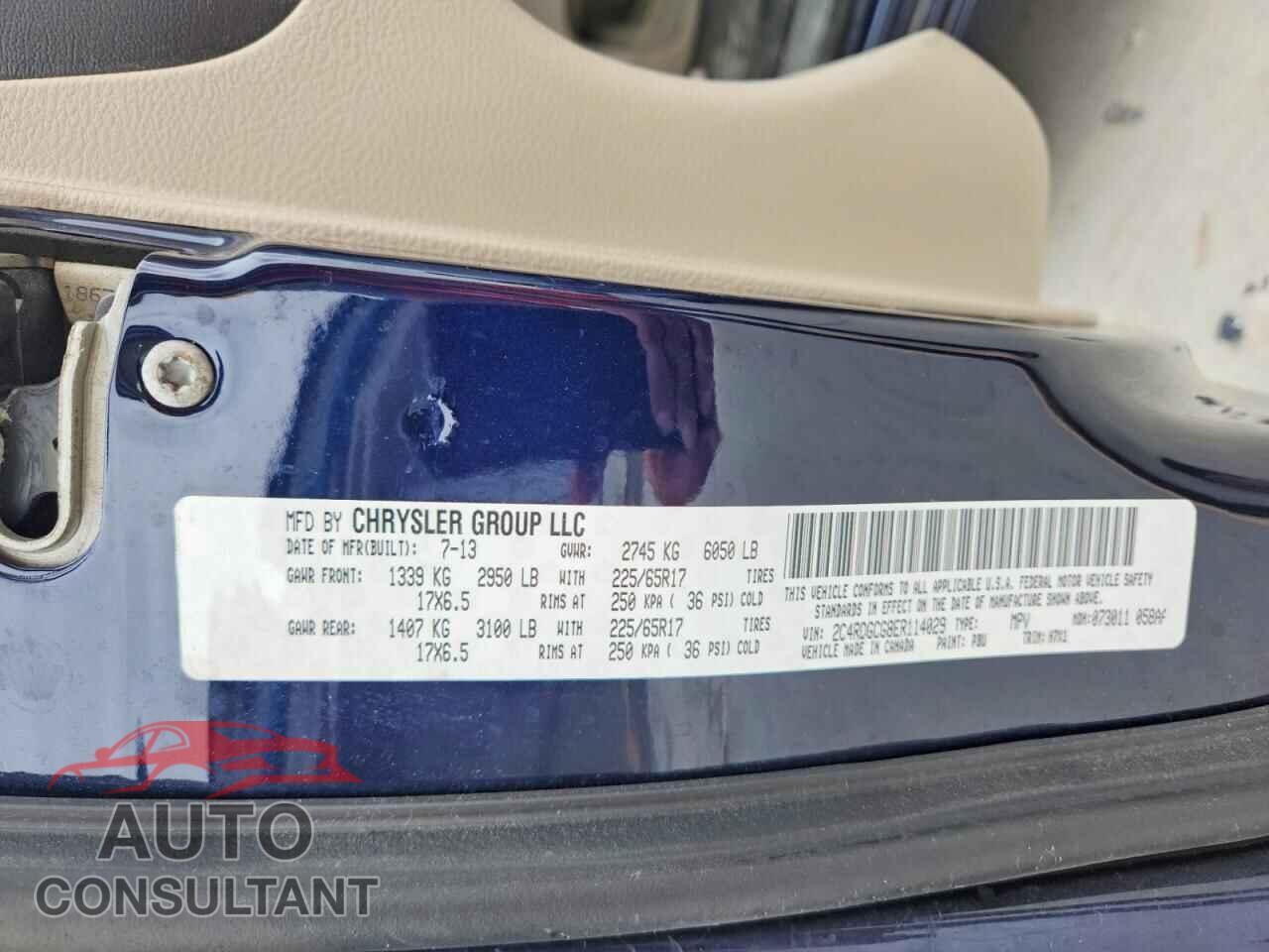 DODGE CARAVAN 2014 - 2C4RDGCG8ER114029