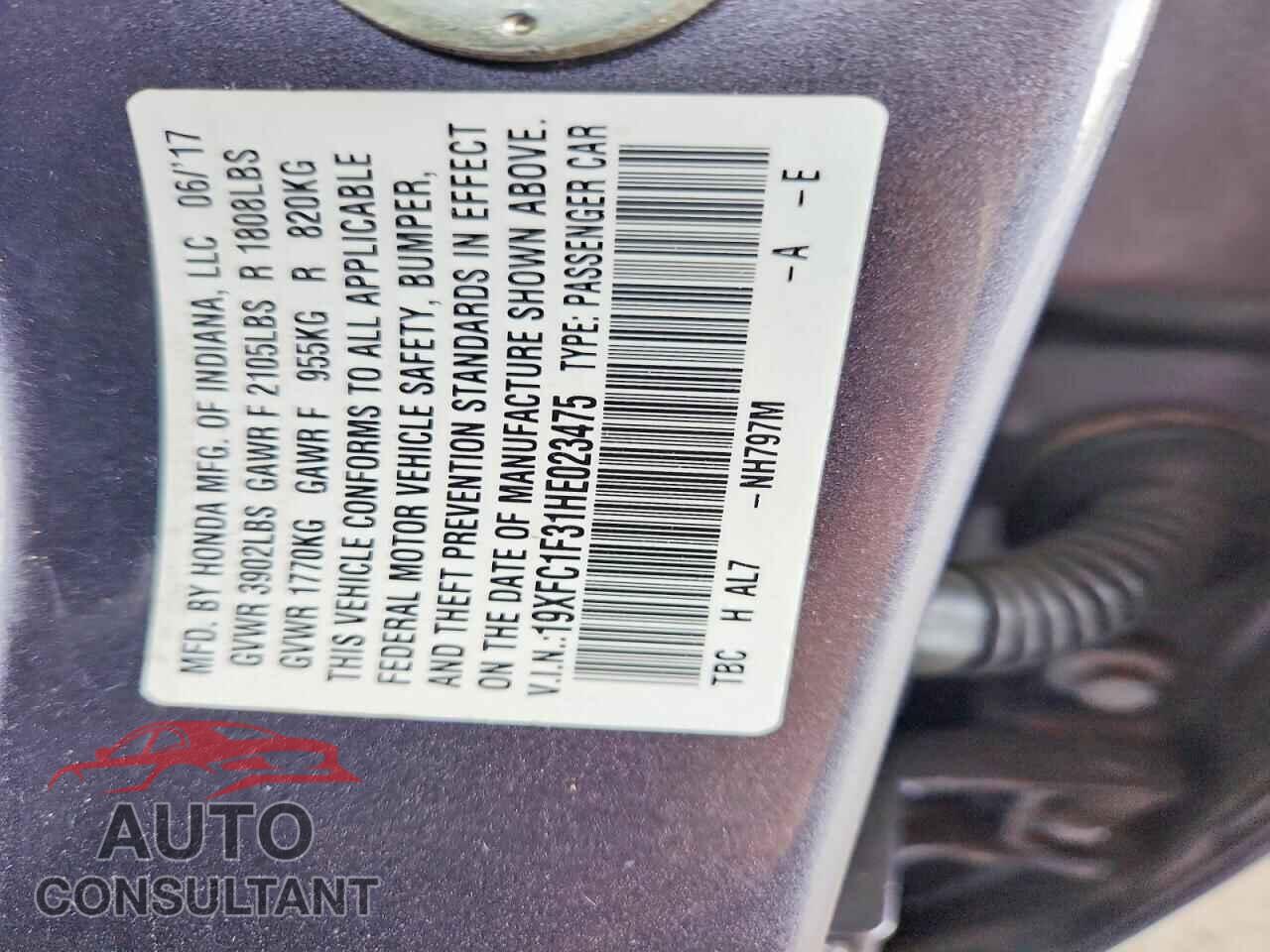HONDA CIVIC 2017 - 19XFC1F31HE023475