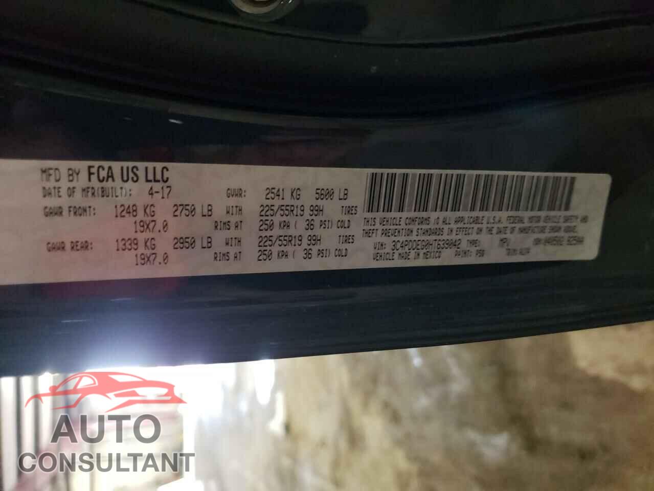 DODGE JOURNEY 2017 - 3C4PDDEG0HT639042