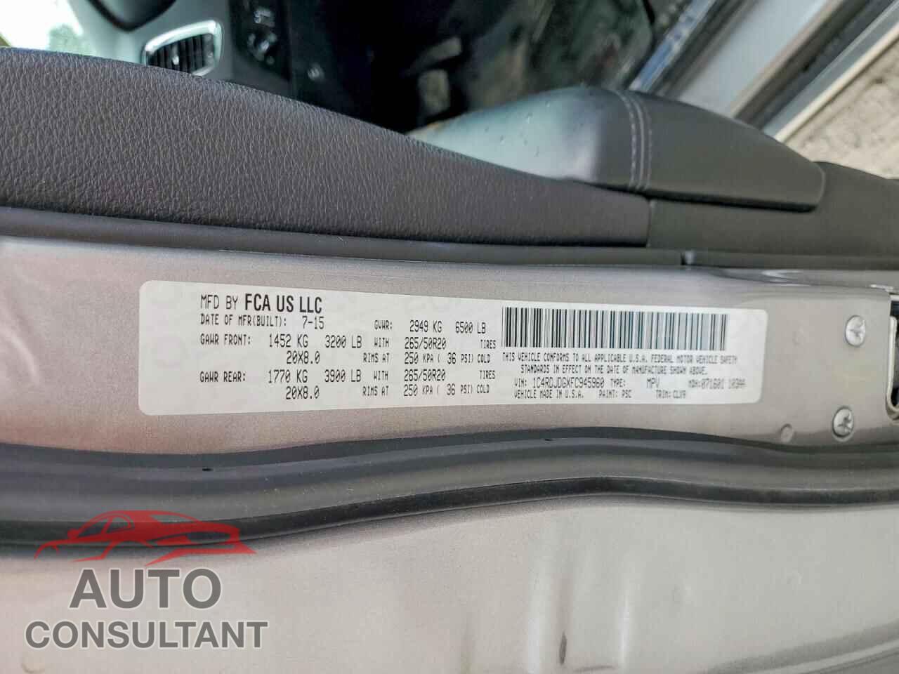 DODGE DURANGO 2015 - 1C4RDJDGXFC945960