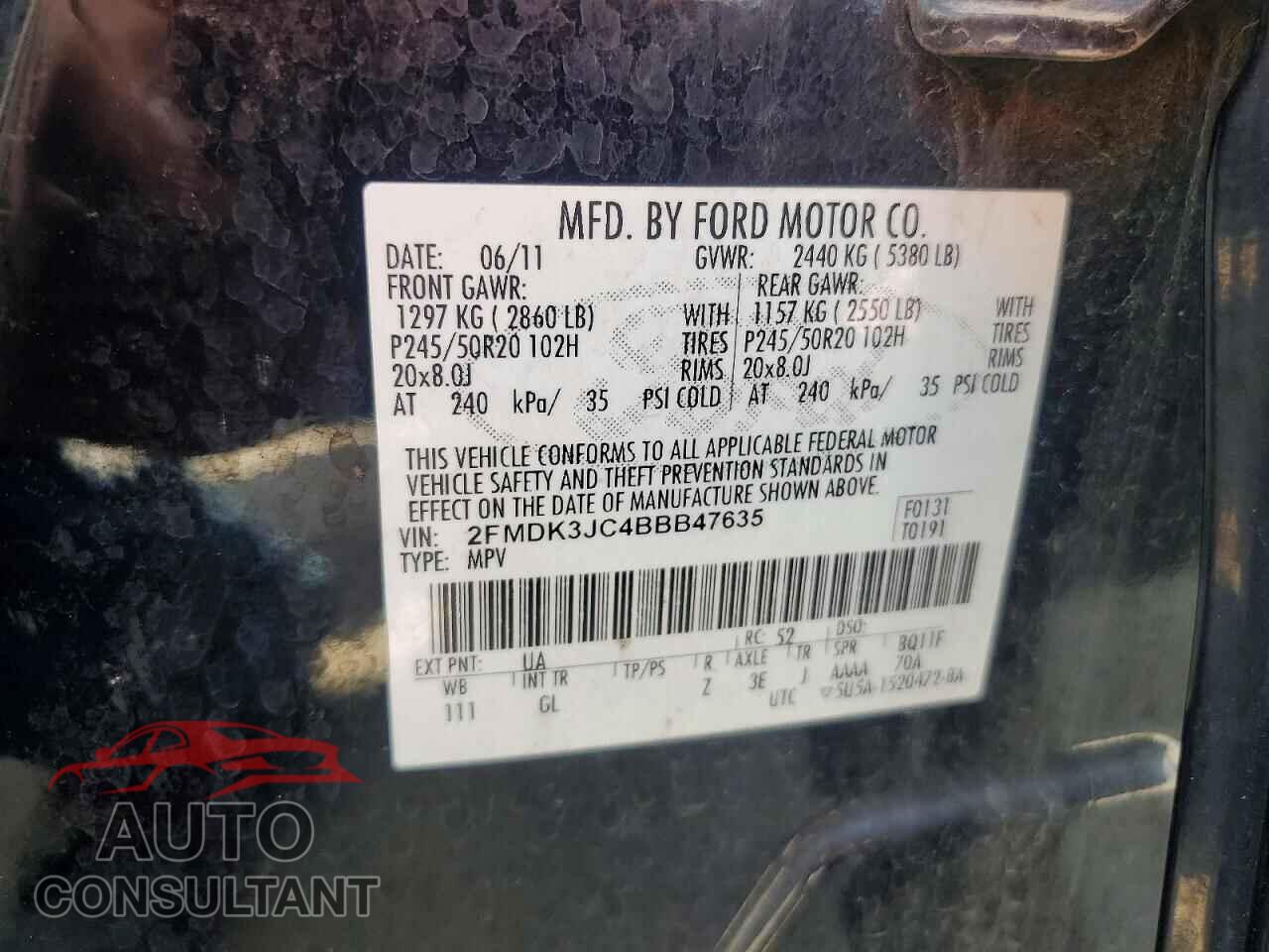 FORD EDGE 2011 - 2FMDK3JC4BBB47635