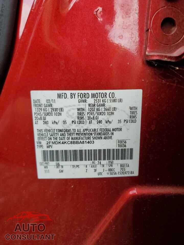 FORD EDGE 2011 - 2FMDK4KC8BBA81403