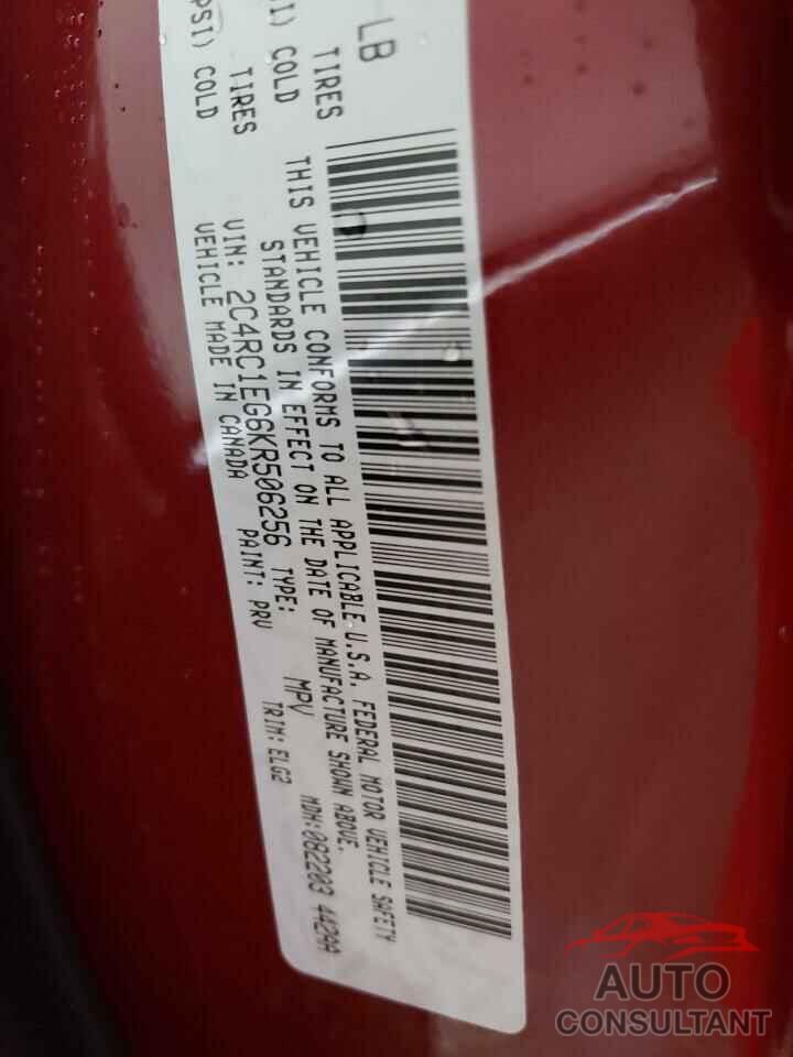 CHRYSLER PACIFICA 2019 - 2C4RC1EG6KR506256