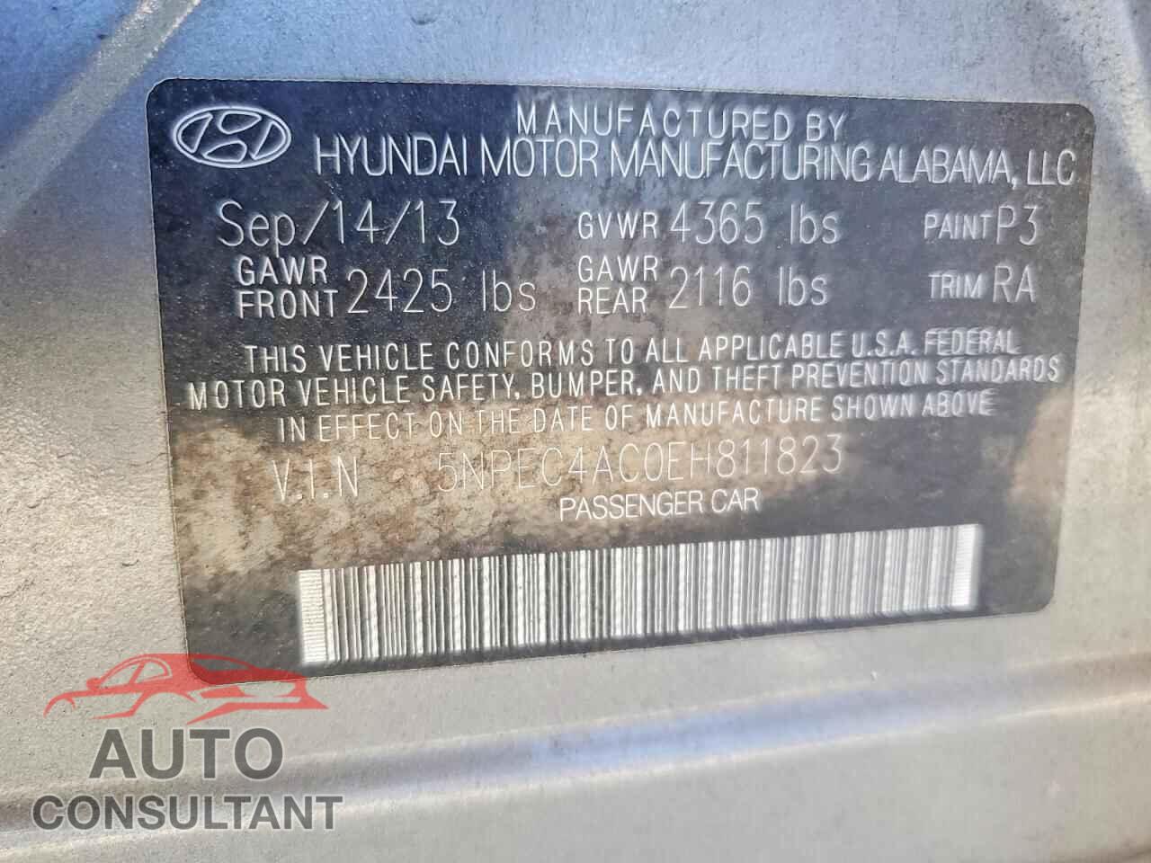 HYUNDAI SONATA 2014 - 5NPEC4AC0EH811823