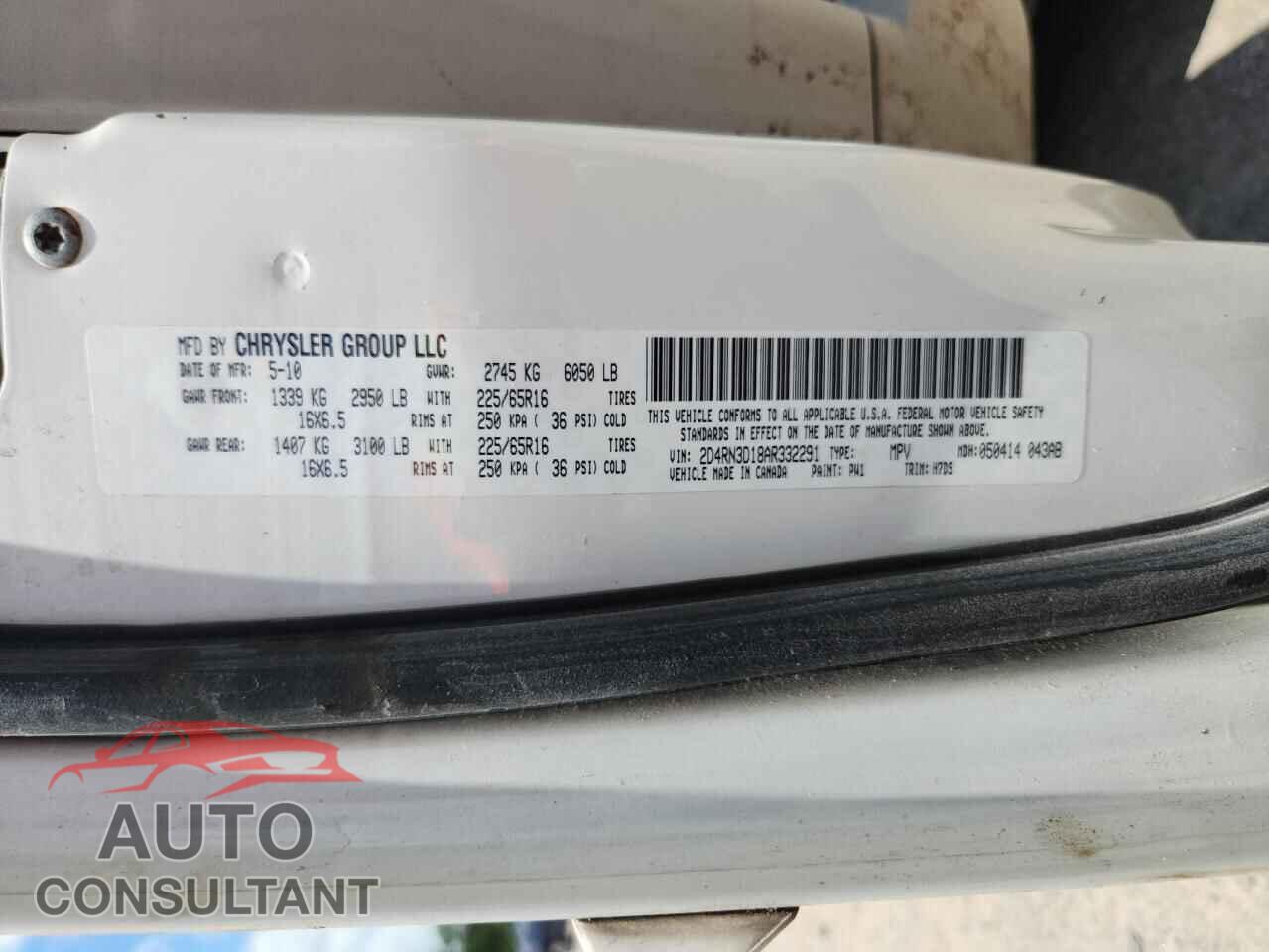 DODGE CARAVAN 2010 - 2D4RN3D18AR332291