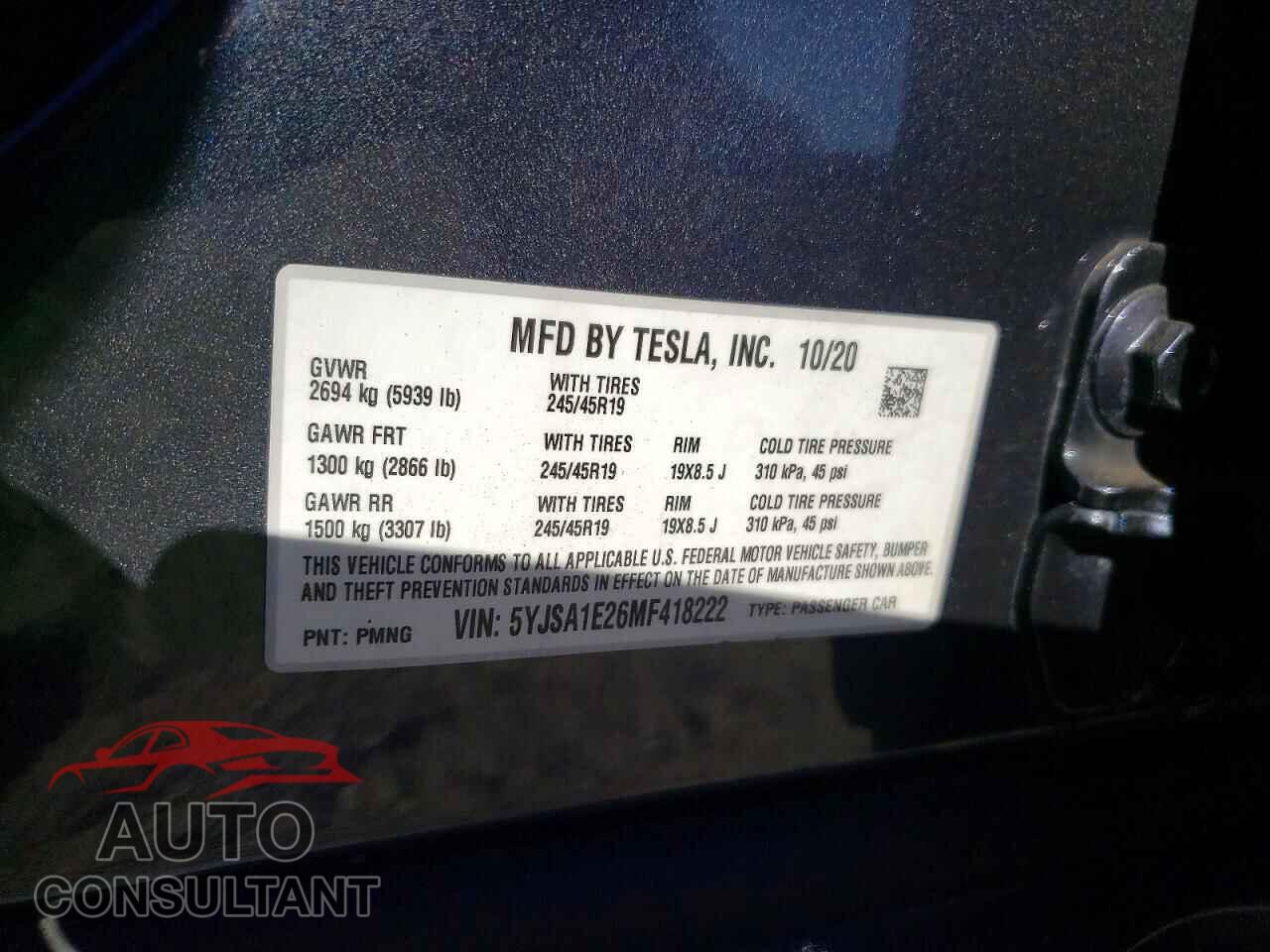 TESLA MODEL S 2021 - 5YJSA1E26MF418222