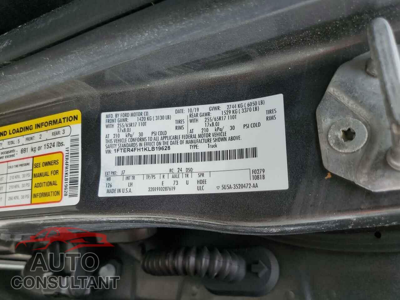 FORD RANGER 2019 - 1FTER4FH1KLB19628