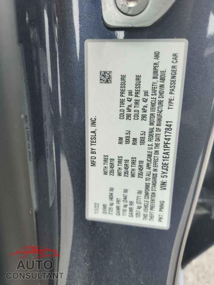 TESLA MODEL 3 2023 - 5YJ3E1EA1PF417841