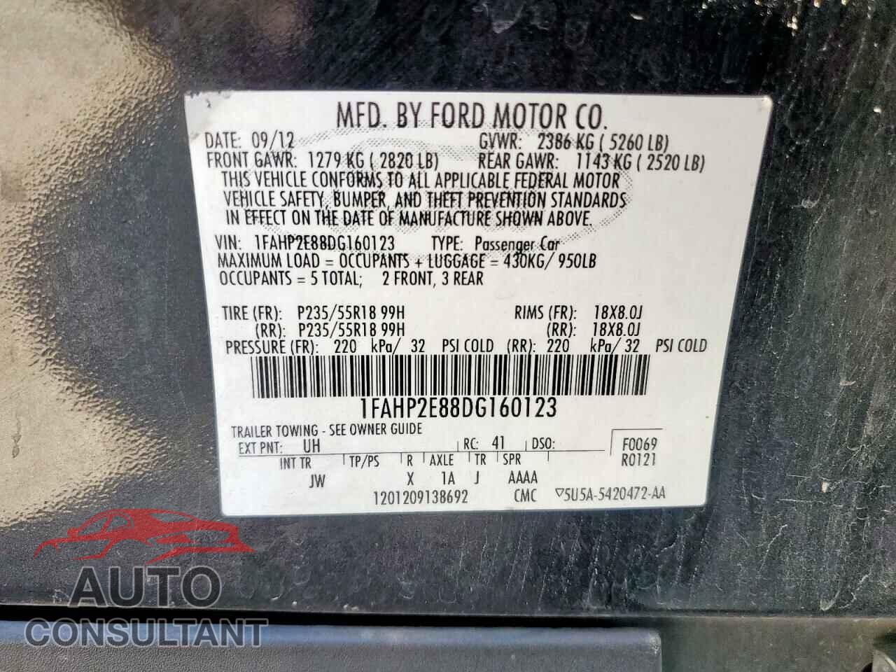 FORD TAURUS 2013 - 1FAHP2E88DG160123