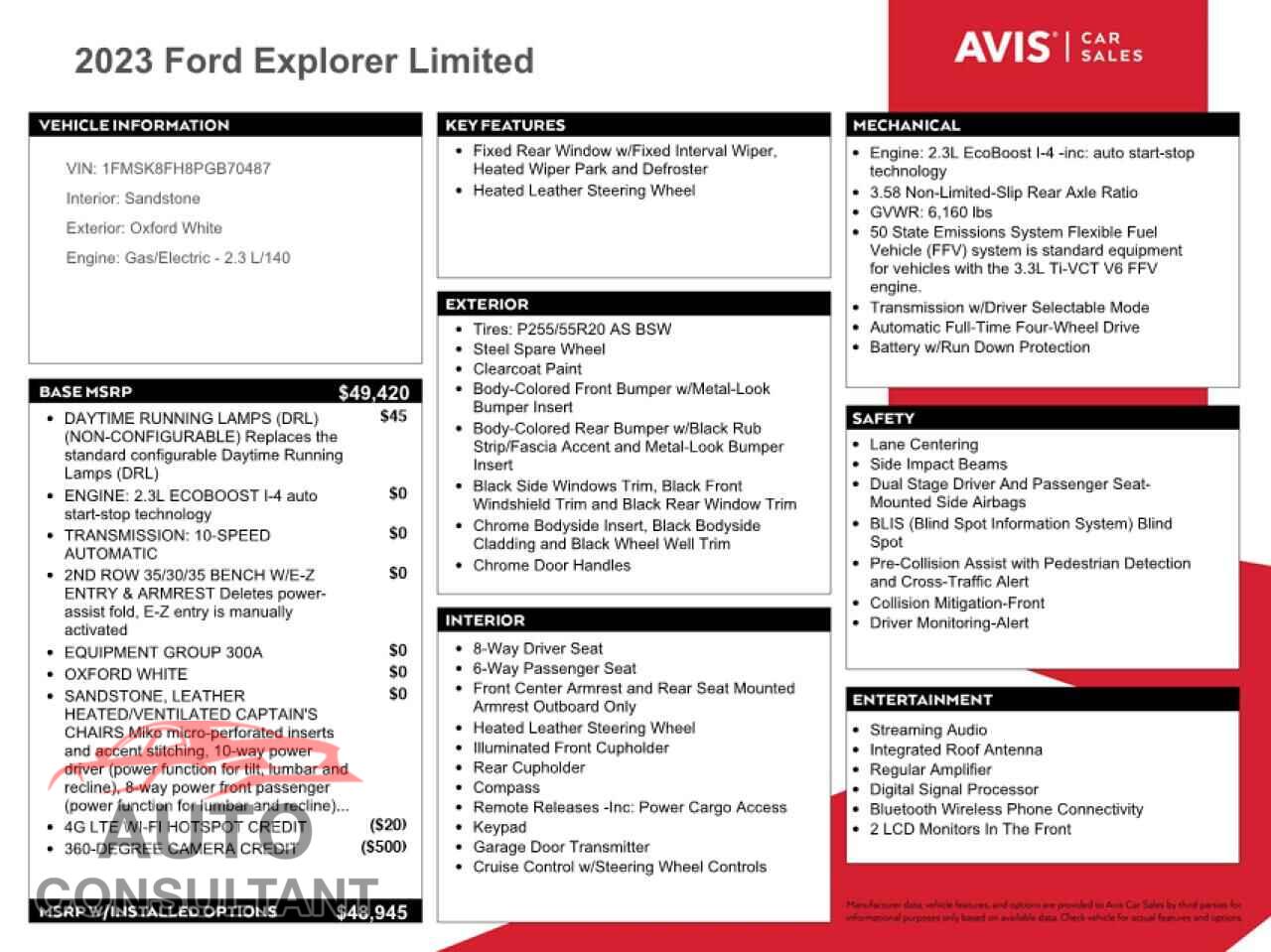 FORD EXPLORER 2023 - 1FMSK8FH8PGB70487
