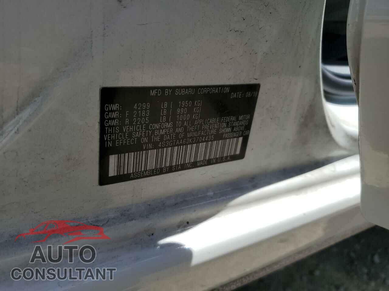SUBARU IMPREZA 2019 - 4S3GTAA63K3704435