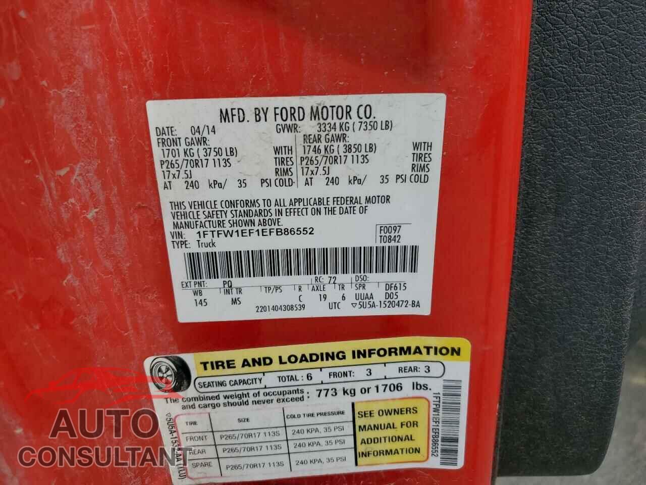 FORD F-150 2014 - 1FTFW1EF1EFB86552