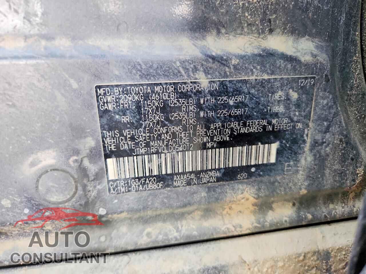 TOYOTA RAV4 2020 - JTMP1RFV0LD054012