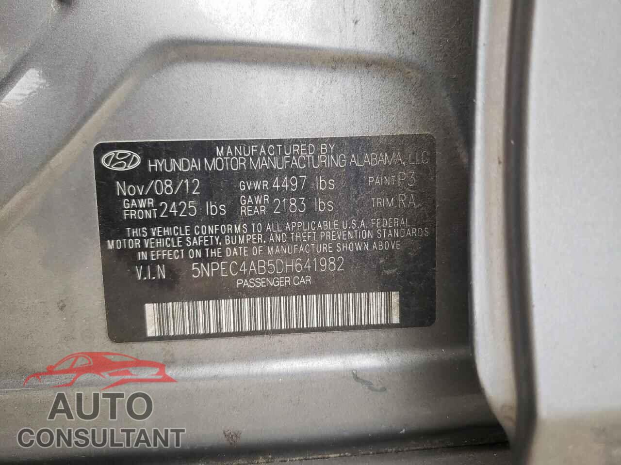 HYUNDAI SONATA 2013 - 5NPEC4AB5DH641982