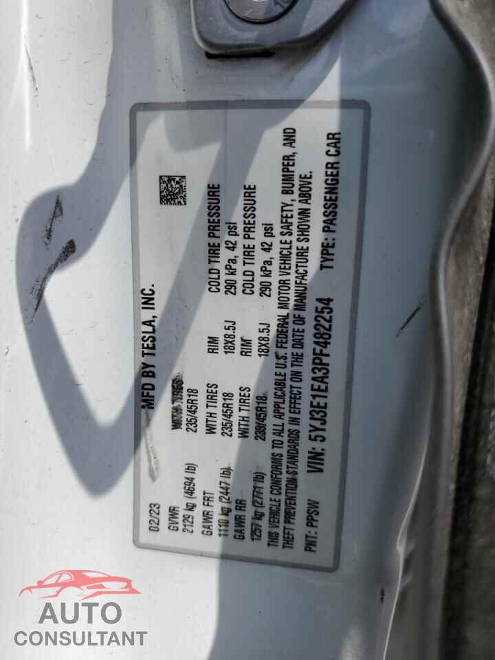 TESLA MODEL 3 2023 - 5YJ3E1EA3PF482254