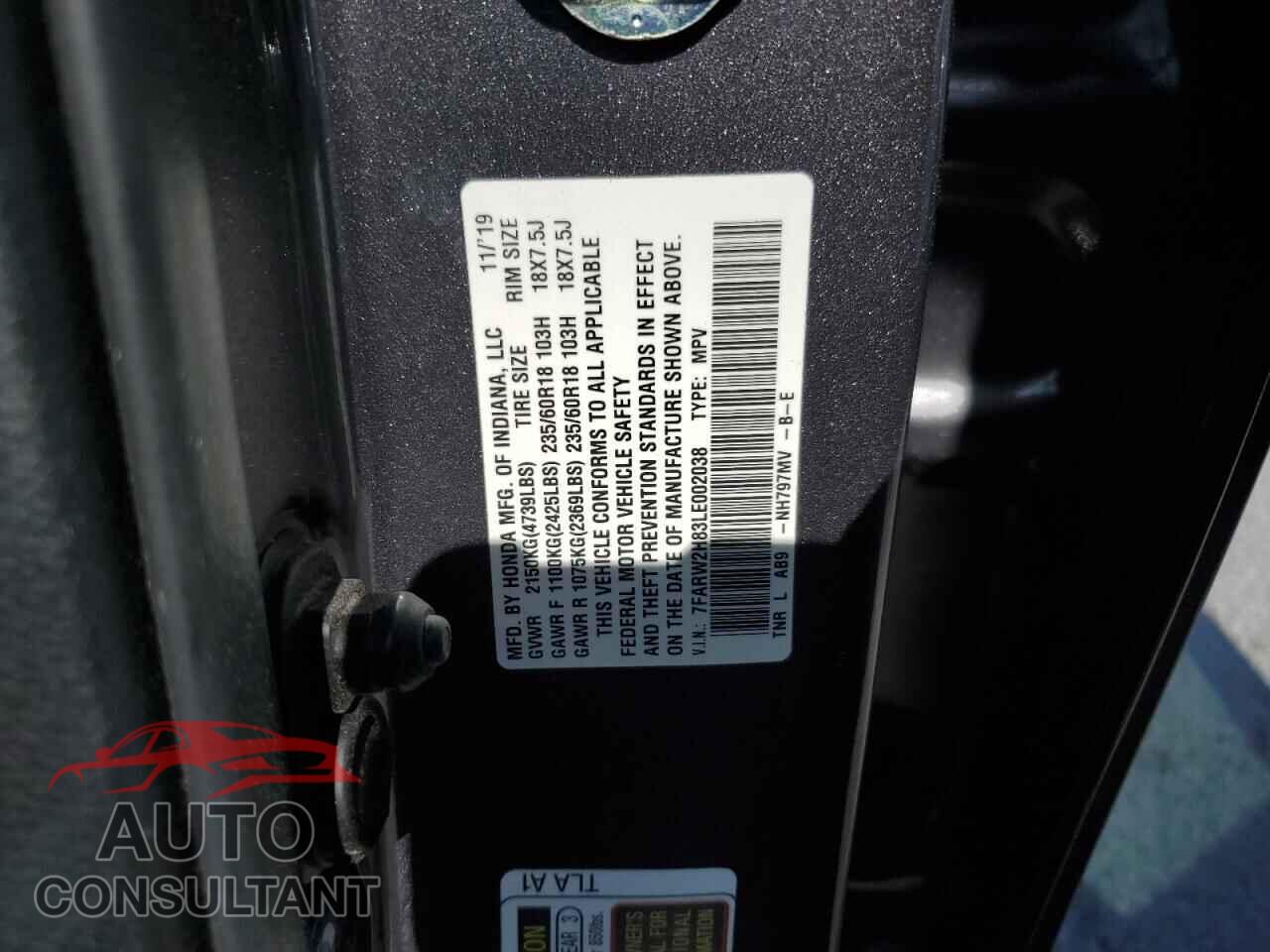 HONDA CRV 2020 - 7FARW2H83LE002038