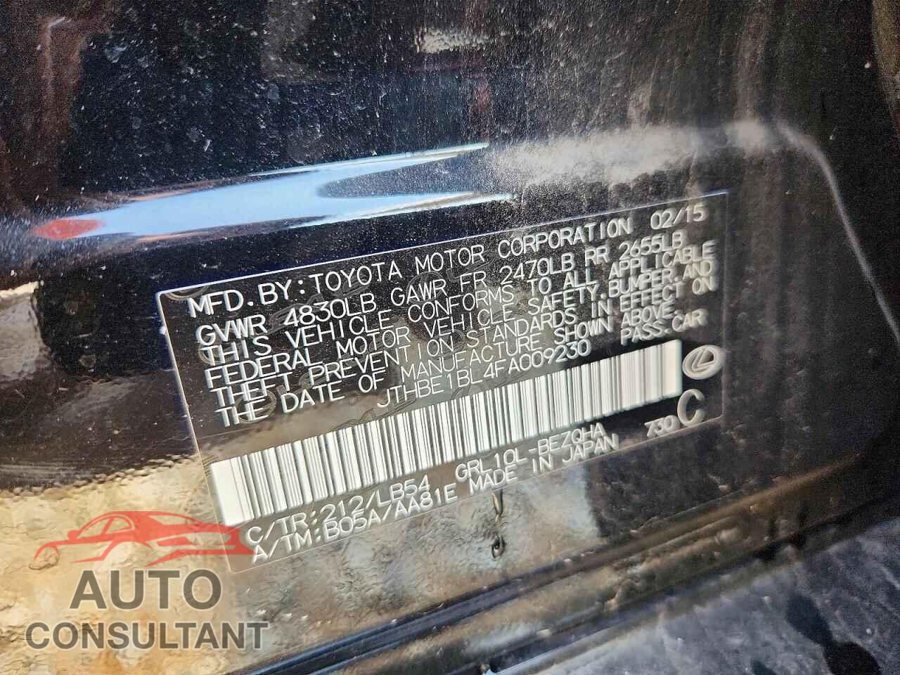 LEXUS GS350 2015 - JTHBE1BL4FA009230